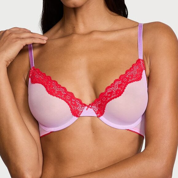 Victoria’s Secret Tease Lace-Trim Unlined Demi Bra - Picture 1 of 8